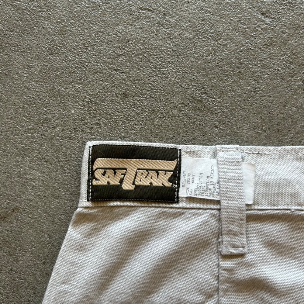 Vintage 90s SafTbak Pants Size 38x30 Cream Brown Brush Guard Double Knee Outdoor - Picture 5 of 11